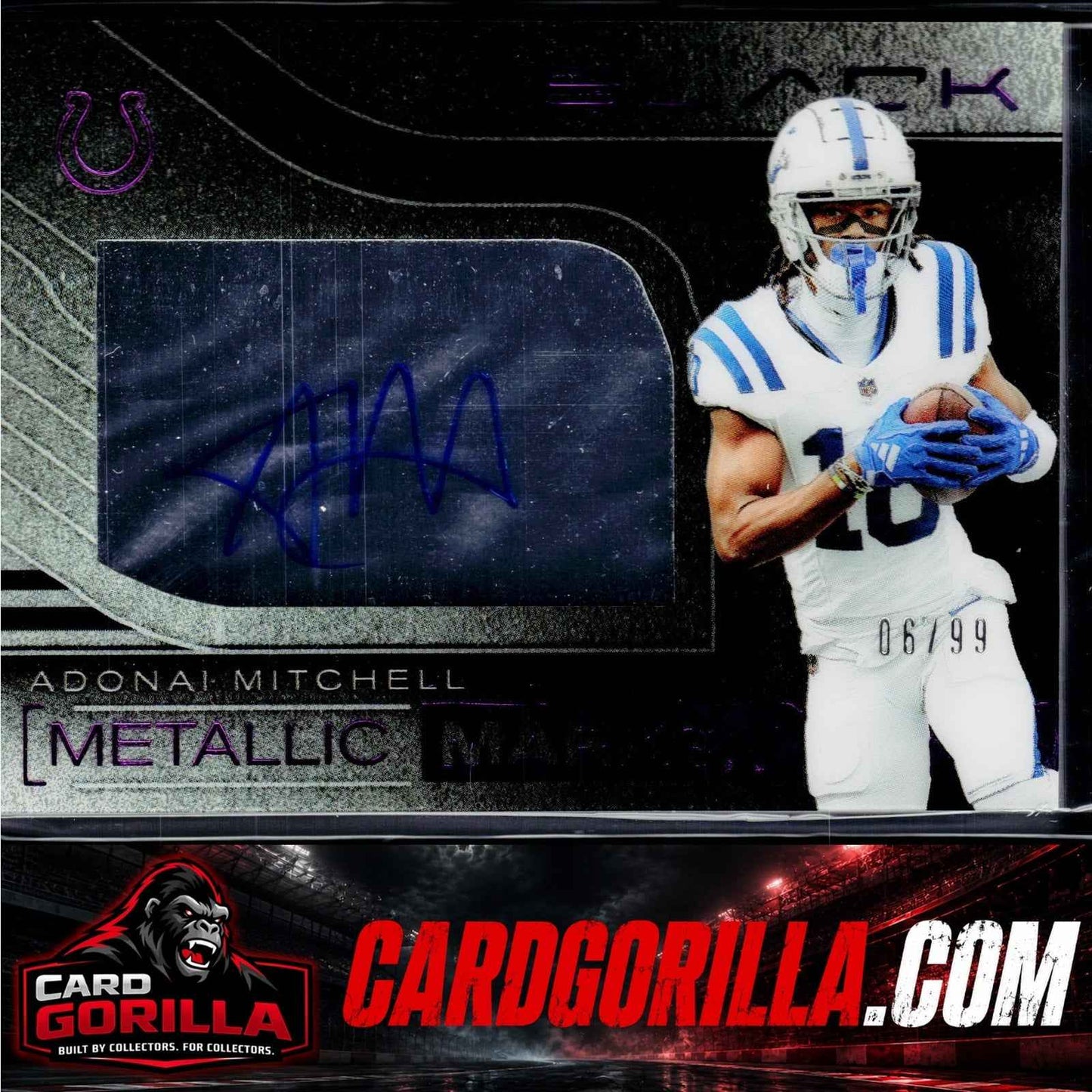 2025 Panini Black #MMK-AML Adonai Mitchell Metallic Marks Royal #/99