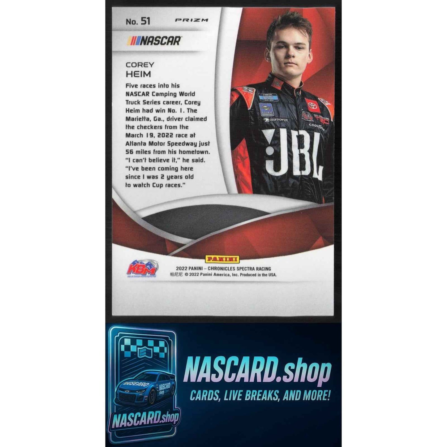 2022 Panini Chronicles #51 Corey Heim Spectra RC