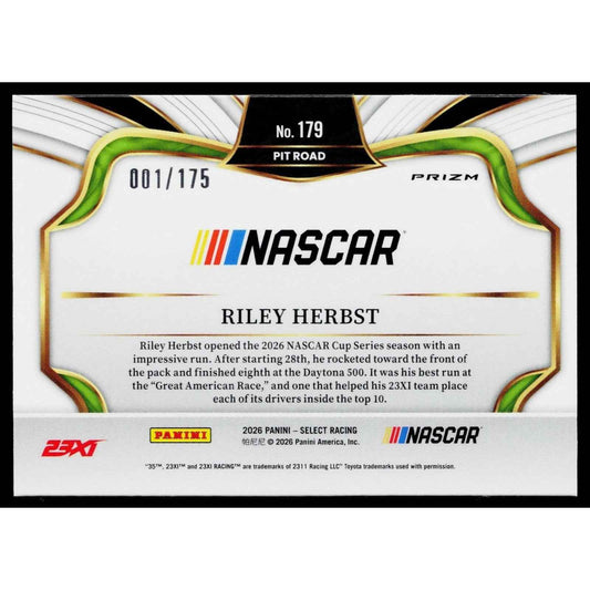 2026 Panini Select #179 Riley Herbst Blue Prizms #001/175