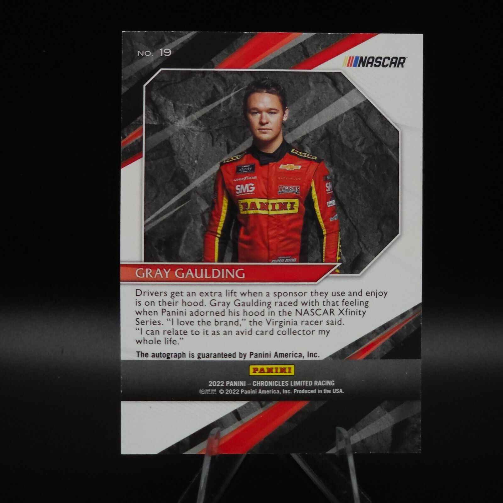 2022 Panini Chronicles - Limited Autographs #19 Gray Gaulding (AU) - NASCARD.shop