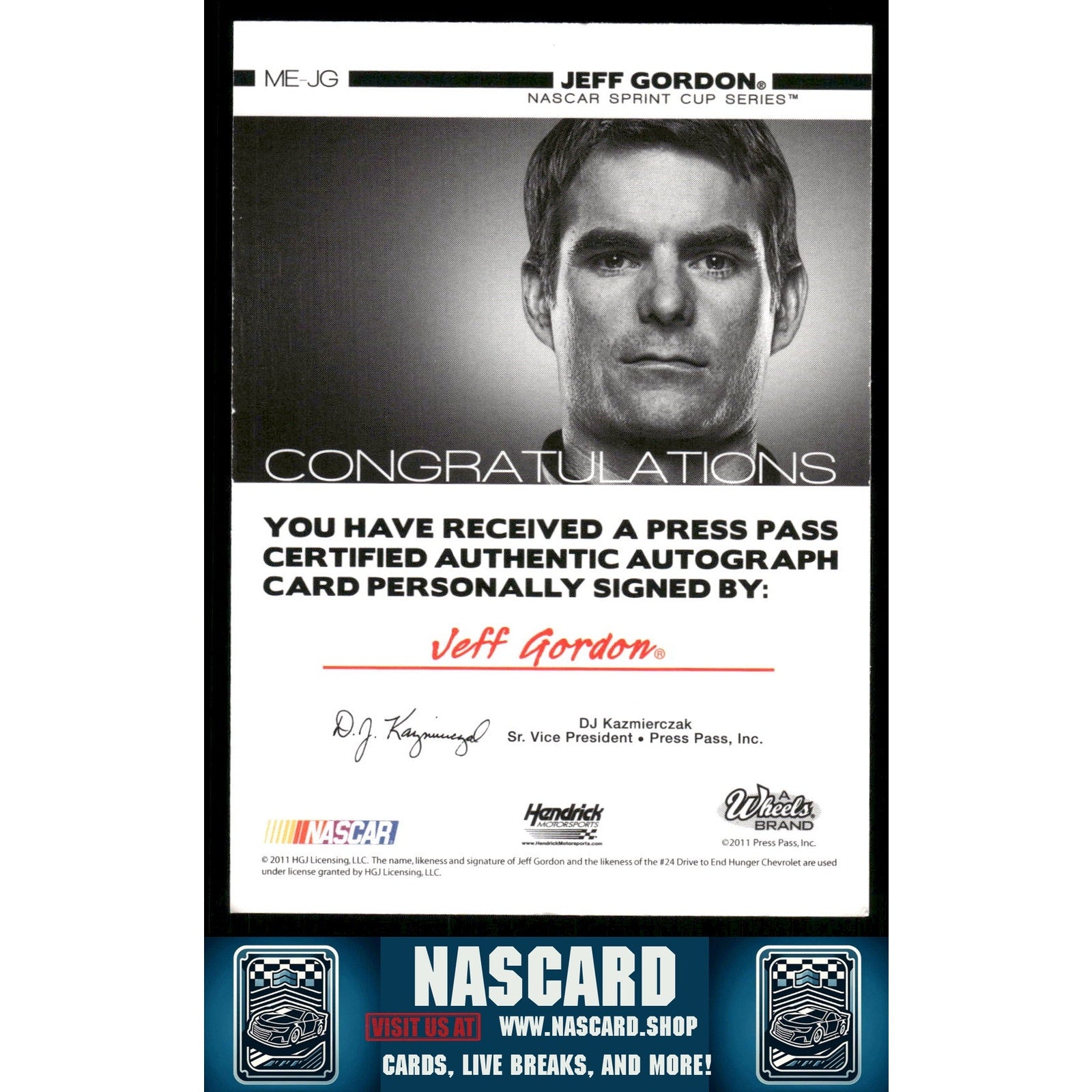 2011 Wheels Main Event #ME-JG Jeff Gordon Main Event Marks Blue #/5 - NASCARD.shop