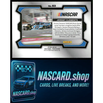 2024 Panini Prizm #63 Jeremy Clements White Sparkle - NASCARD.shop