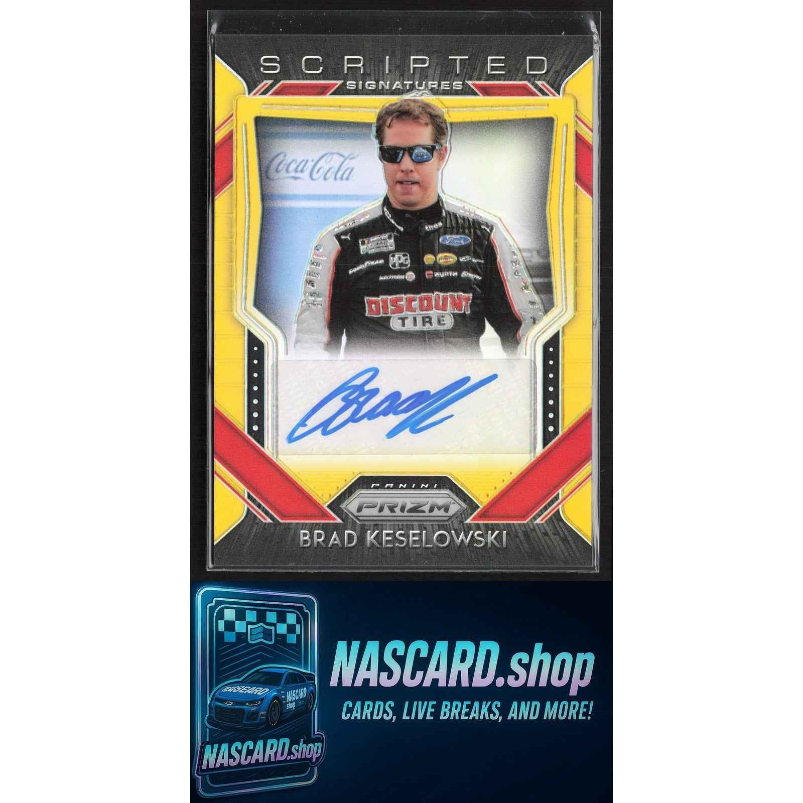 2018 Panini Prizm #SS-BK Brad Keselowski Scripted Signatures Gold Prizm #/10