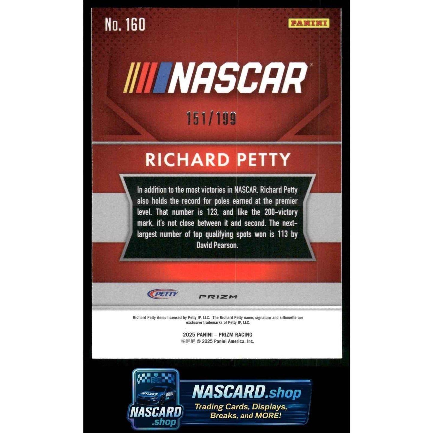 2025 Panini Prizm #160 Richard Petty Blue #/199