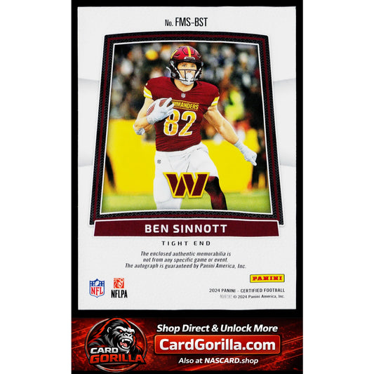 2024 Panini Certified Ben Sinnott Freshman Fabric Mirror Signatures #/399