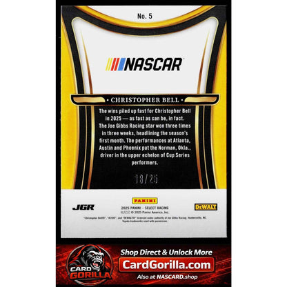 2025 Panini Select #5 Christopher Bell Sensations Tie-Dye Ice Prizms #/25