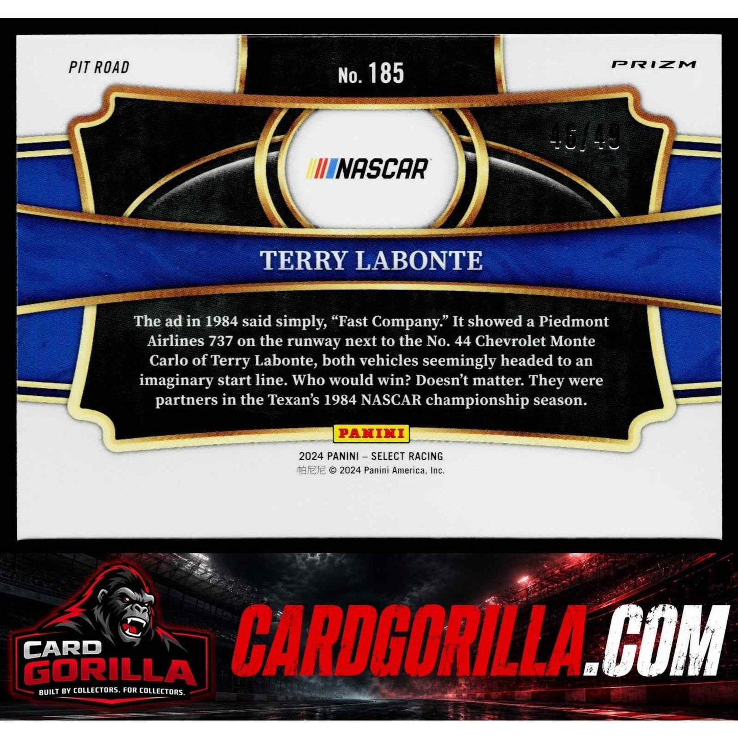 2024 Panini Select #185 Terry Labonte Orange Prizms #/49