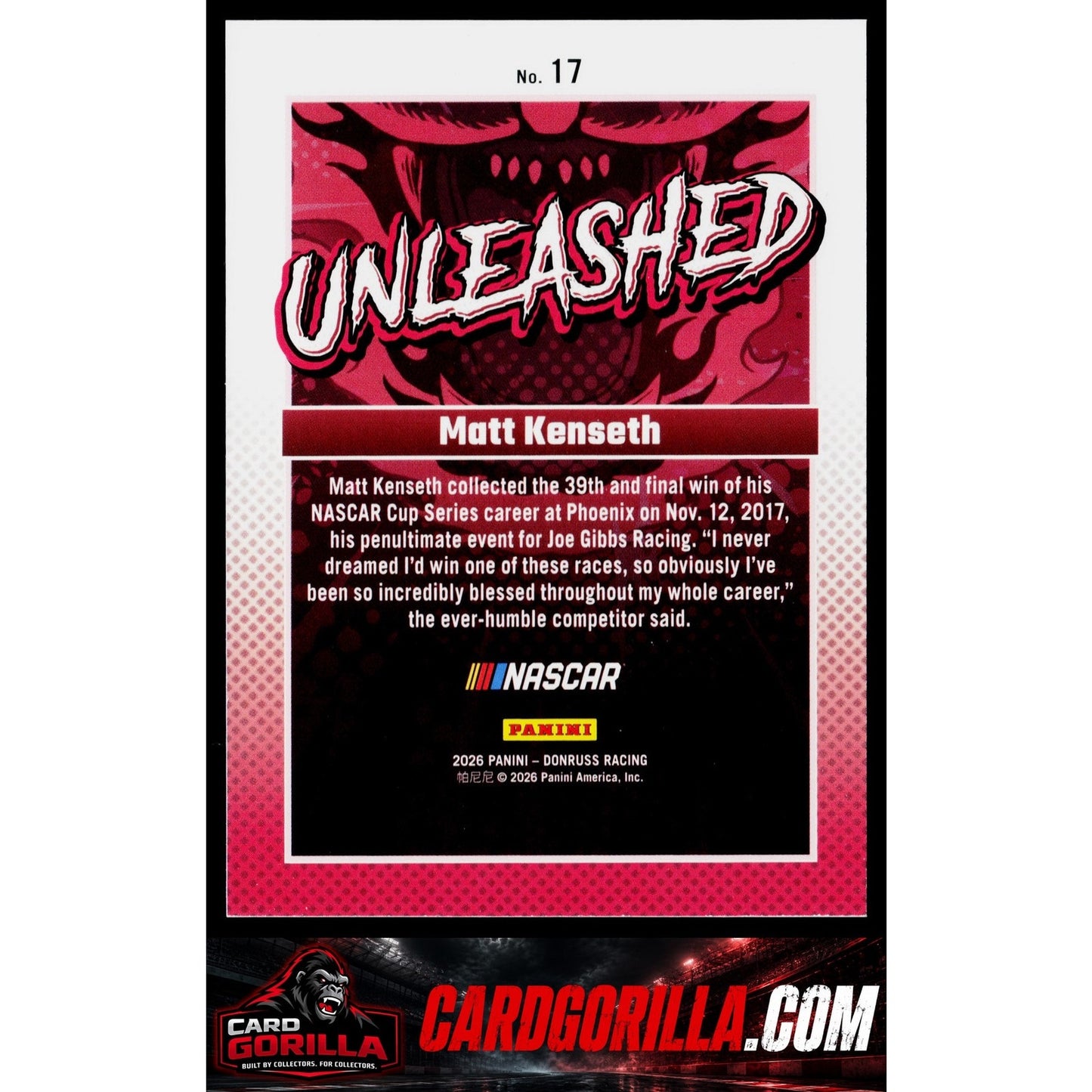 2026 Donruss #17 Matt Kenseth Unleashed Diamond Plate #/199