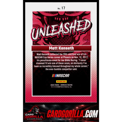 2026 Donruss #17 Matt Kenseth Unleashed Diamond Plate #/199