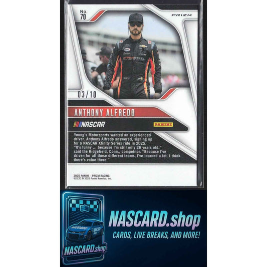 2025 Panini Prizm Racing #70 Anthony Alfredo FOTL Blue Shimmer #/10