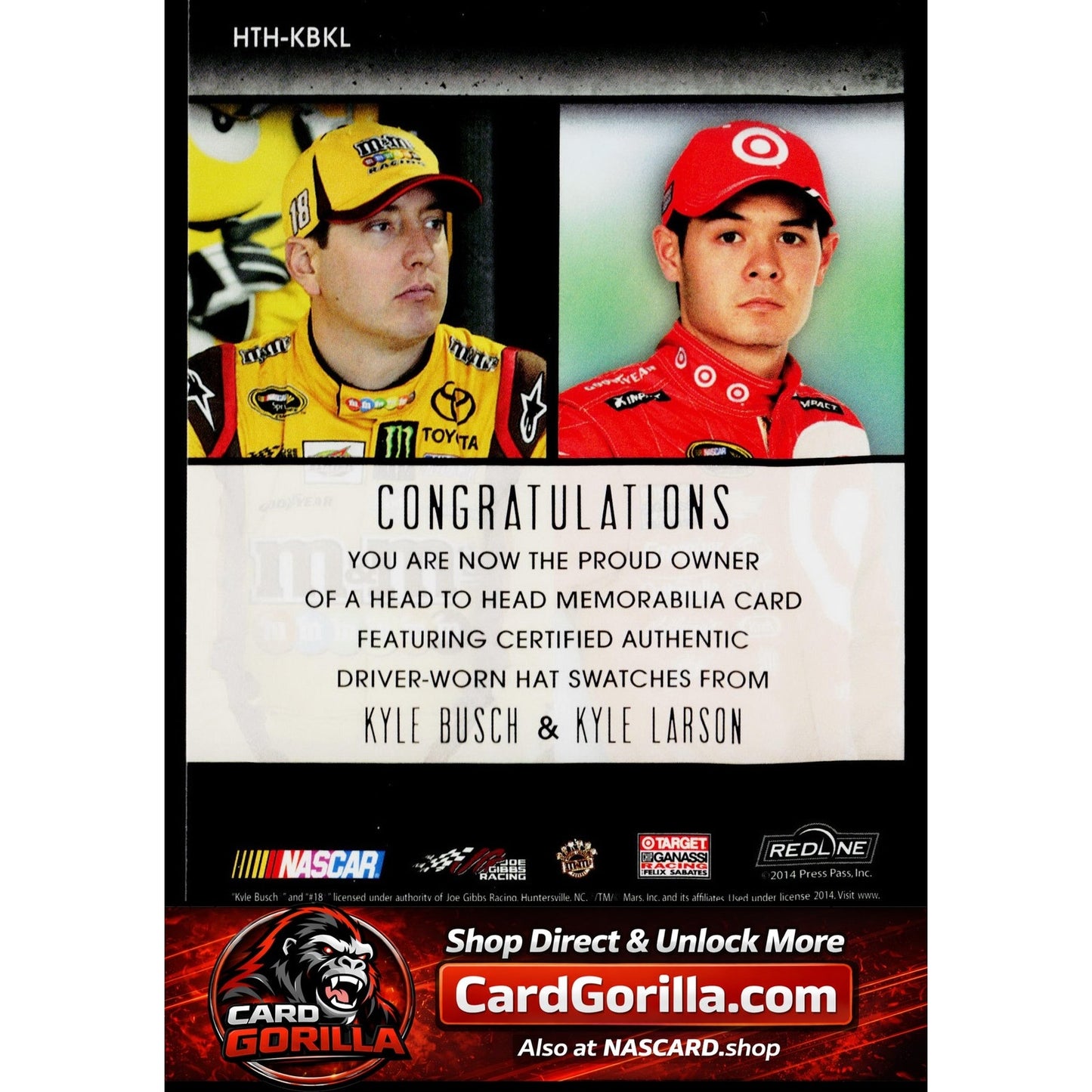 2014 Press Pass Redline Kyle Busch Kyle Larson Head to Head Blue #/10