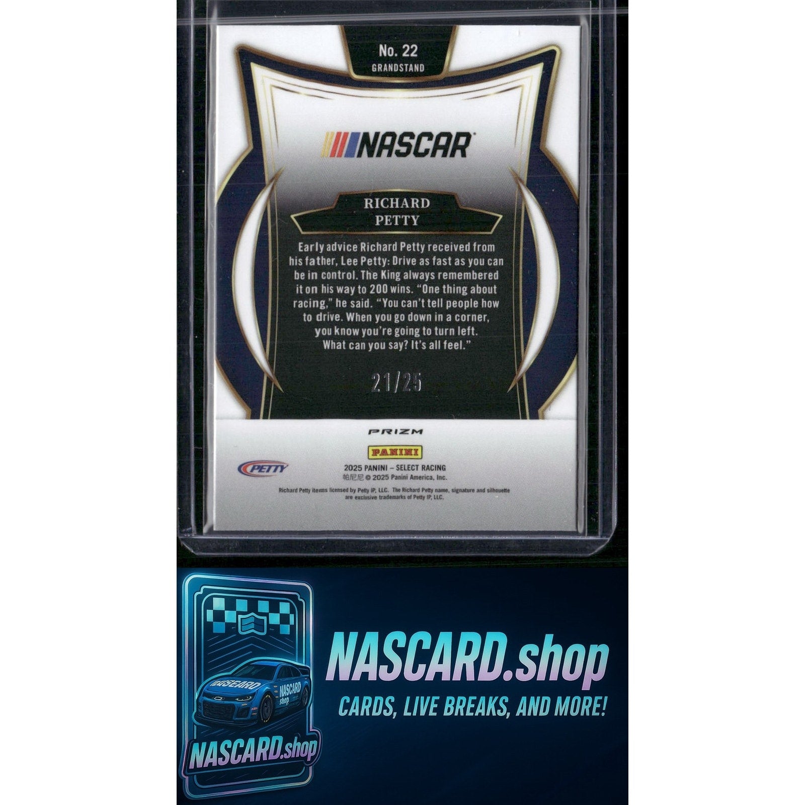 2025 Select Racing #22 Richard Petty Grandstand TIe-Dye Prizms #/25 - Card Gorilla
