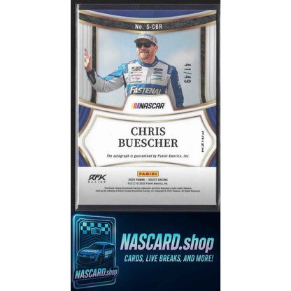 2025 Panini Select #S-CBR Chris Buescher Signatures Purple Prizms #/49