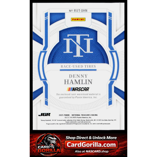 2025 Panini National Treasures #RUT-DHN Denny Hamlin Race Used Tires #/99