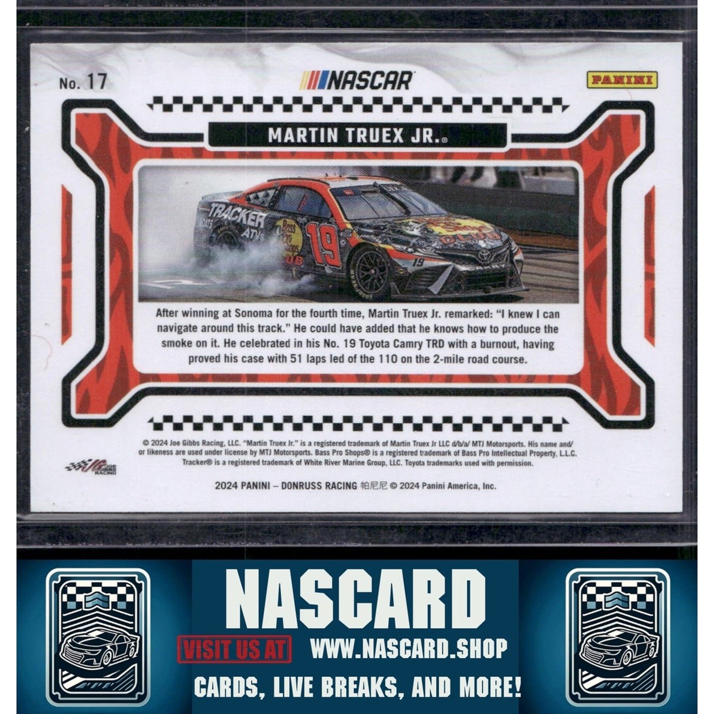 2024 Donruss #17 Martin Truex Jr. Burning Rubber Gold Ice #/10 - NASCARD.shop