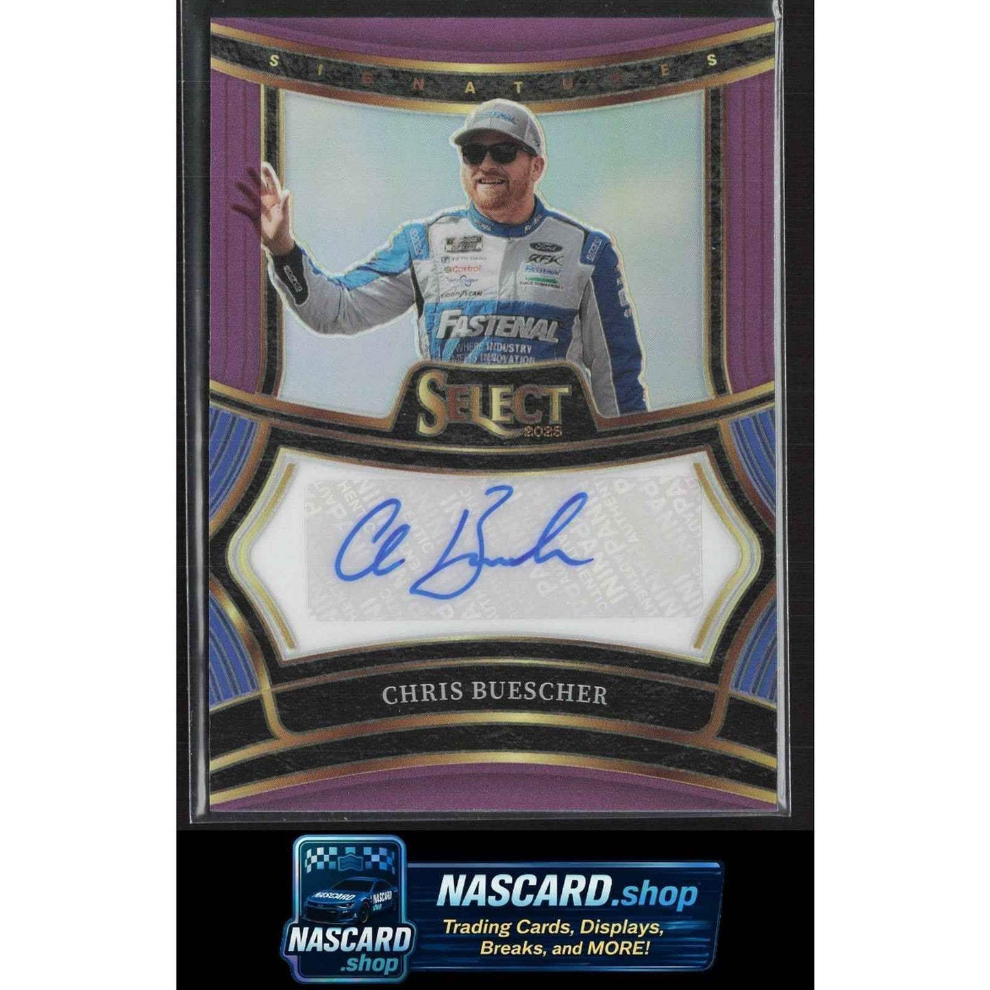 2025 Panini Select #S-CBR Chris Buescher Signatures Purple Prizms #/49