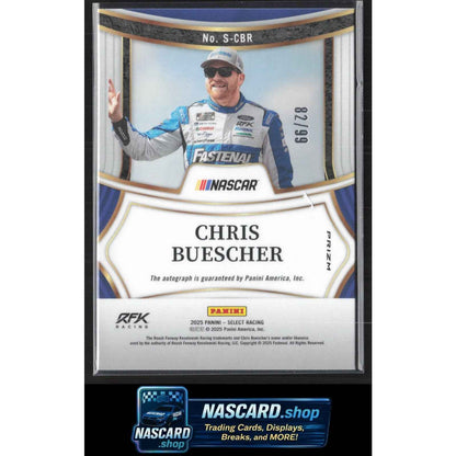 2025 Panini Select #S-CBR Chris Buescher Signatures Blue Prizms #/99