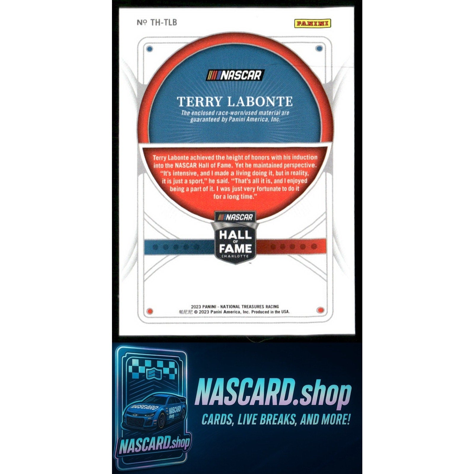 2023 National Treasures Terry Labonte Treasures Of The Hall Holo Silver #/49 - Card Gorilla