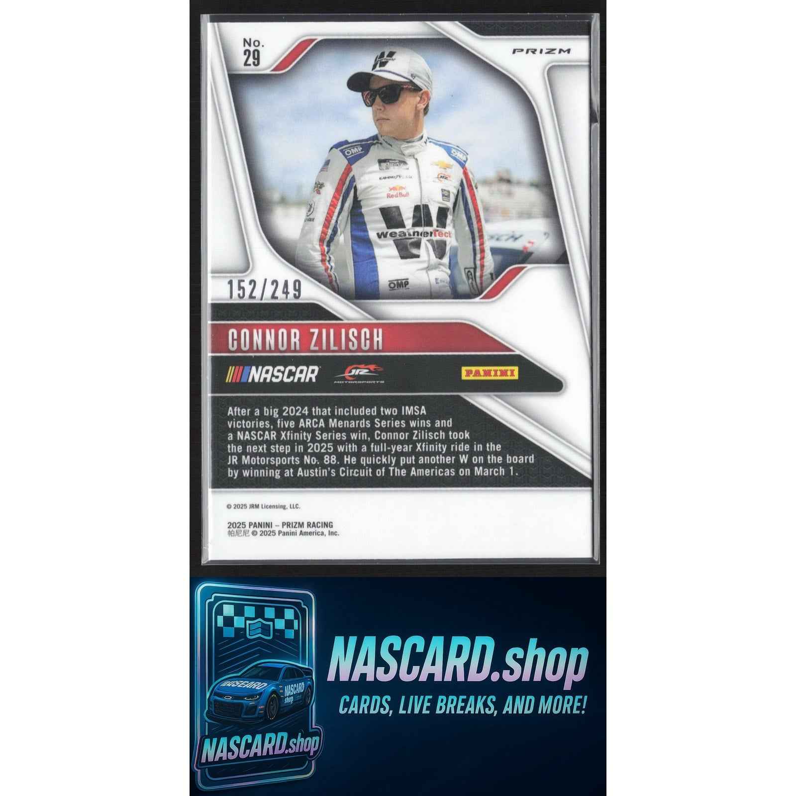 2025 Panini Prizm #29 Connor Zilisch Red #/249 RC