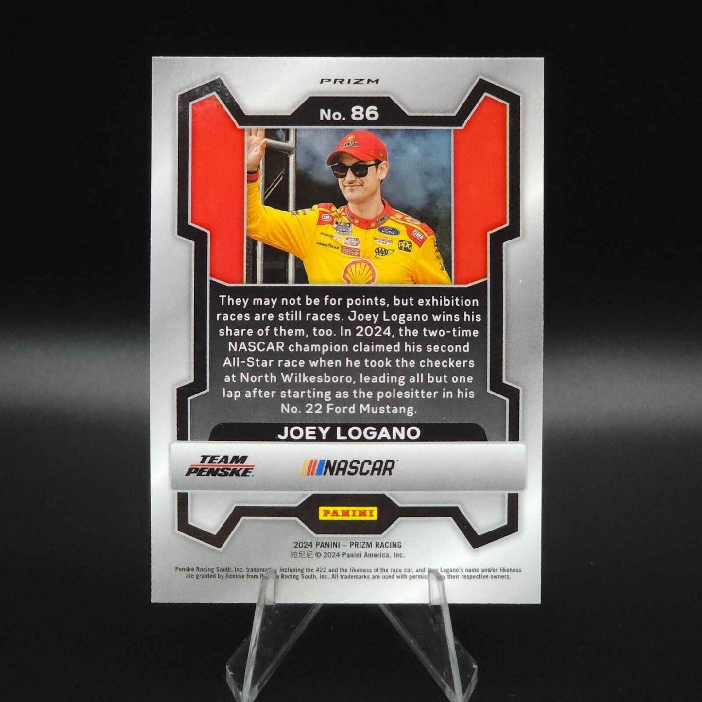 2024 Panini Prizm Racing Blue Cracked Ice #86 Joey Logano - NASCARD.shop