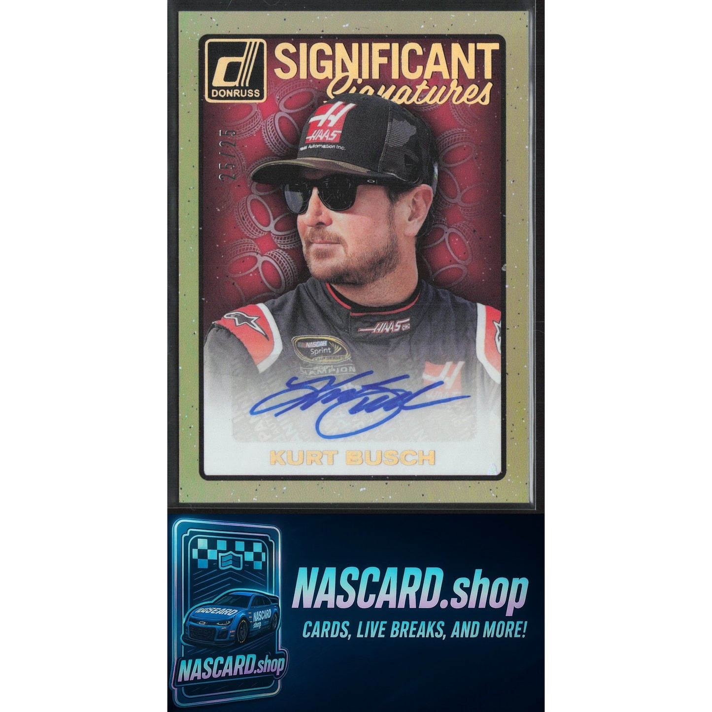 2021 Donruss Racing #S-KU Kurt Busch Significant Signatures Gold #25/25