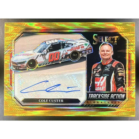 2024 Panini Select Cole Custer Trackside Action Signatures Gold Flash Prizms /10