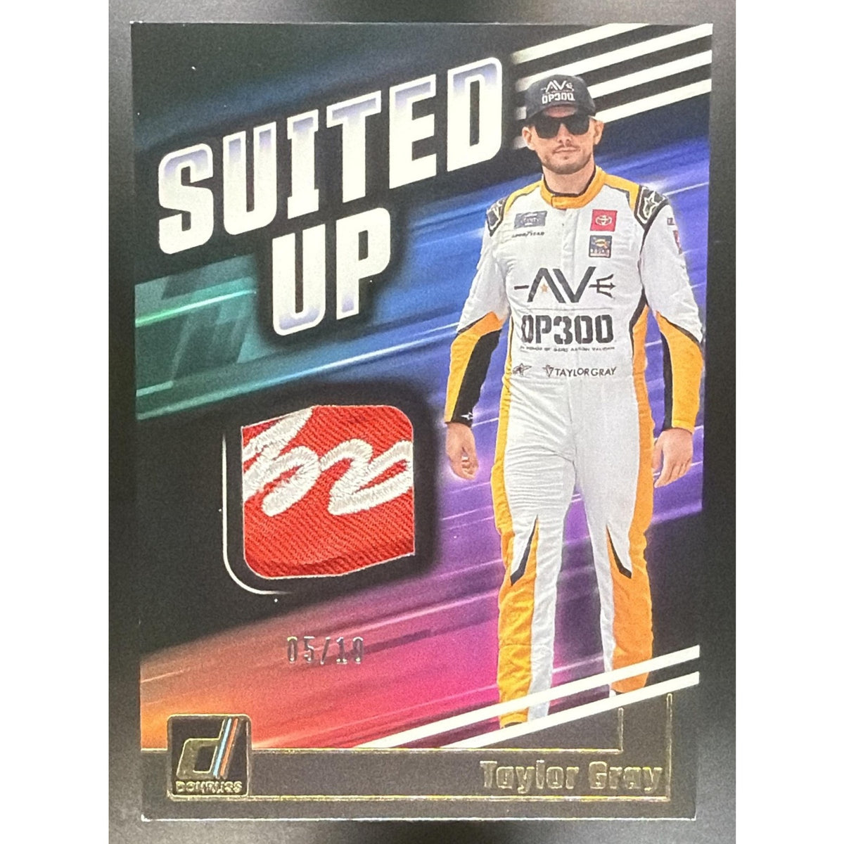 2026 Panini Donruss NASCAR Racing Taylor Gray #18 Suited Up Swatches Gold /10