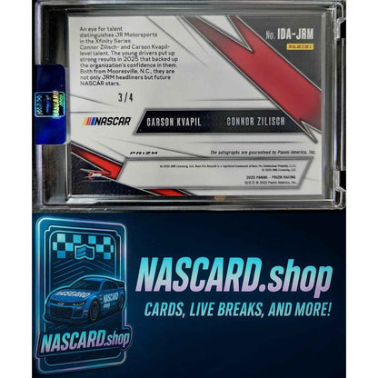 2025 Prizm Carson Kvapil Connor Zilisch Iconic Dual Autographs Blue Shimmer #/4