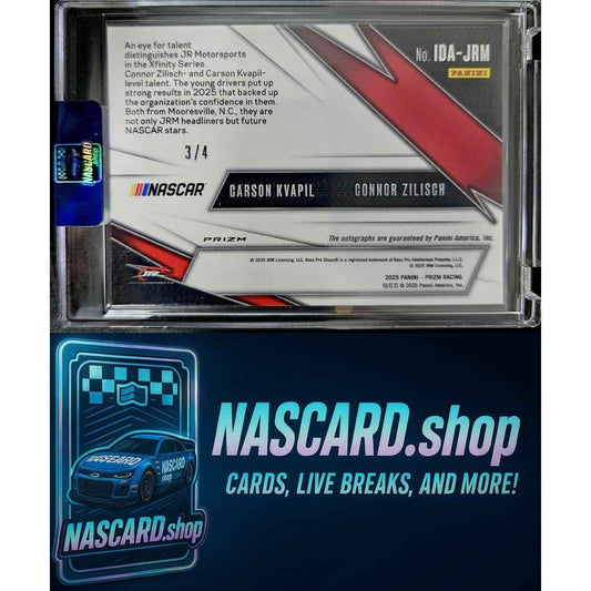 2025 Prizm Carson Kvapil Connor Zilisch Iconic Dual Autographs Blue Shimmer #/4