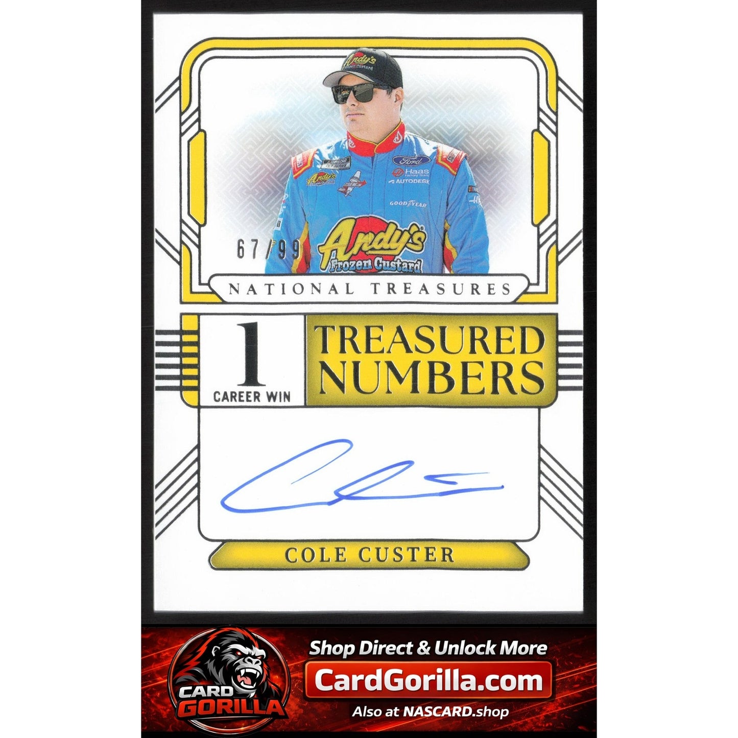 2025 Panini National Treasures Cole Custer Treasured Numbers Signatures #/99