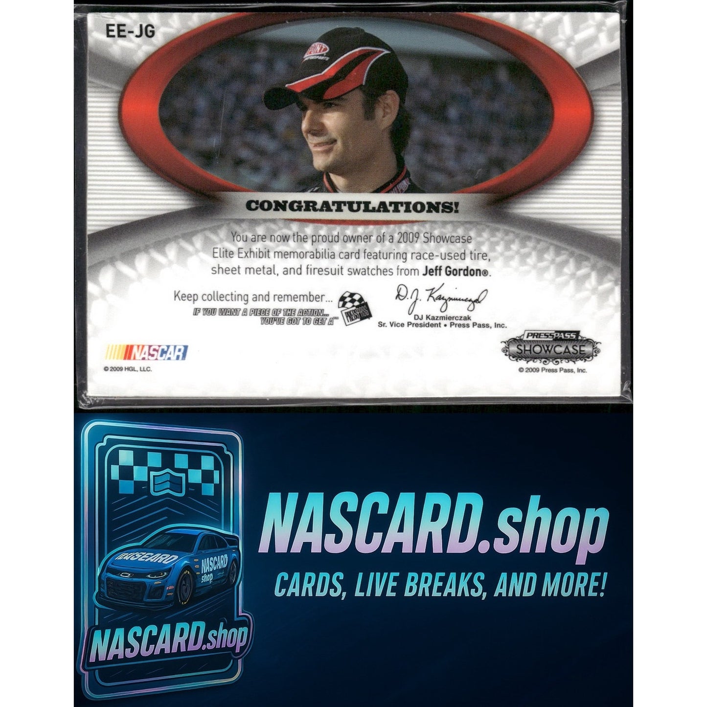 2009 Press Pass Showcase Jeff Gordon Elite Exhibit Triple Memorabilia #/99 - Card Gorilla