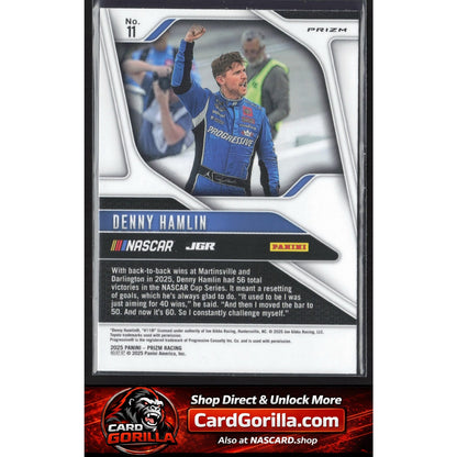 2025 Panini Prizm #11 Denny Hamlin White Sparkle