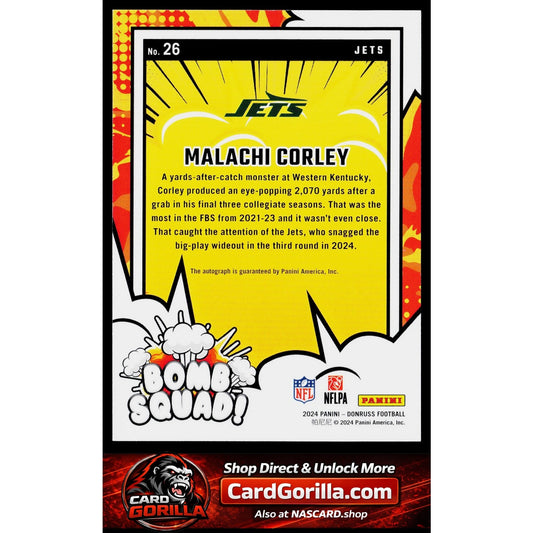2024 Donruss #26 Malachi Corley Bomb Squad Autographs #/199