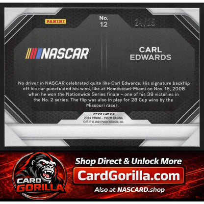2024 Panini Prizm #12 Carl Edwards Victory Lane Mojo #/25