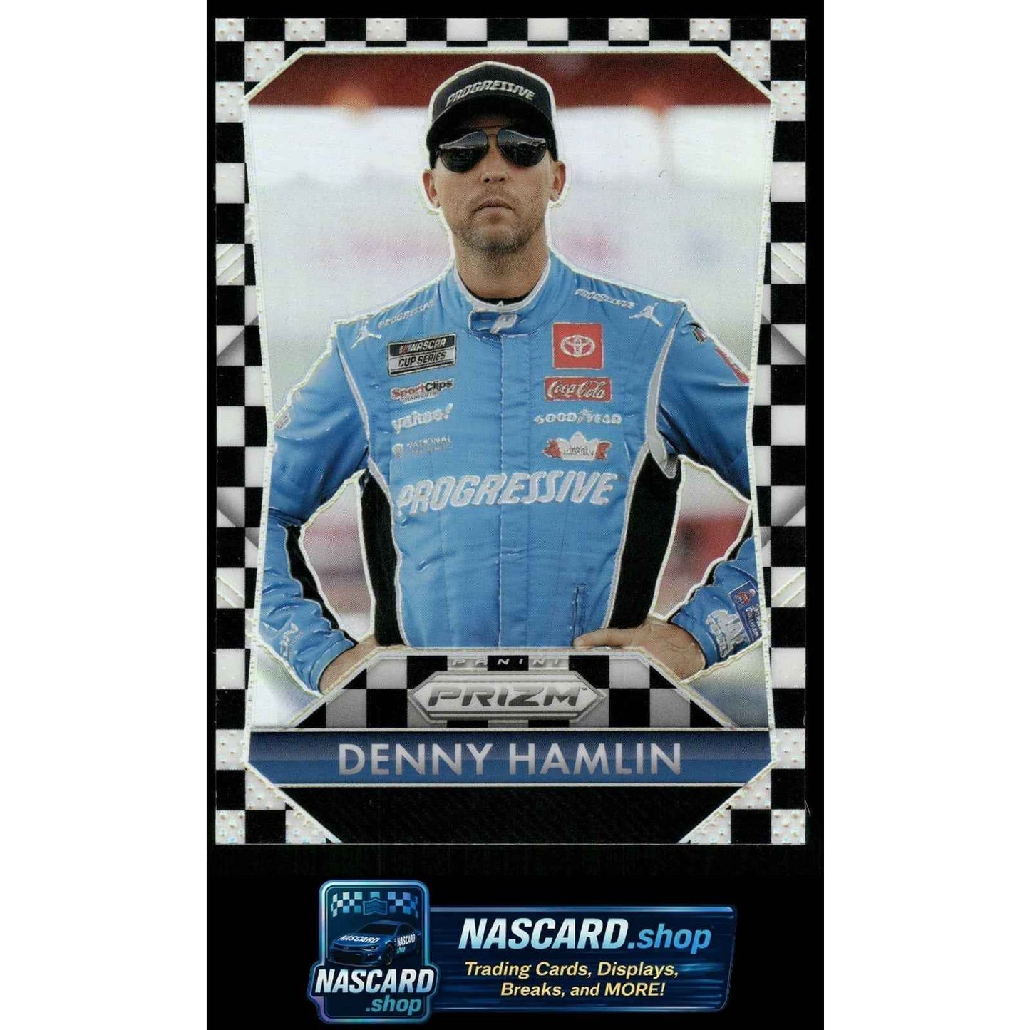 2025 Panini Prizm Throwback #161 Denny Hamlin Checkered Flag #/75