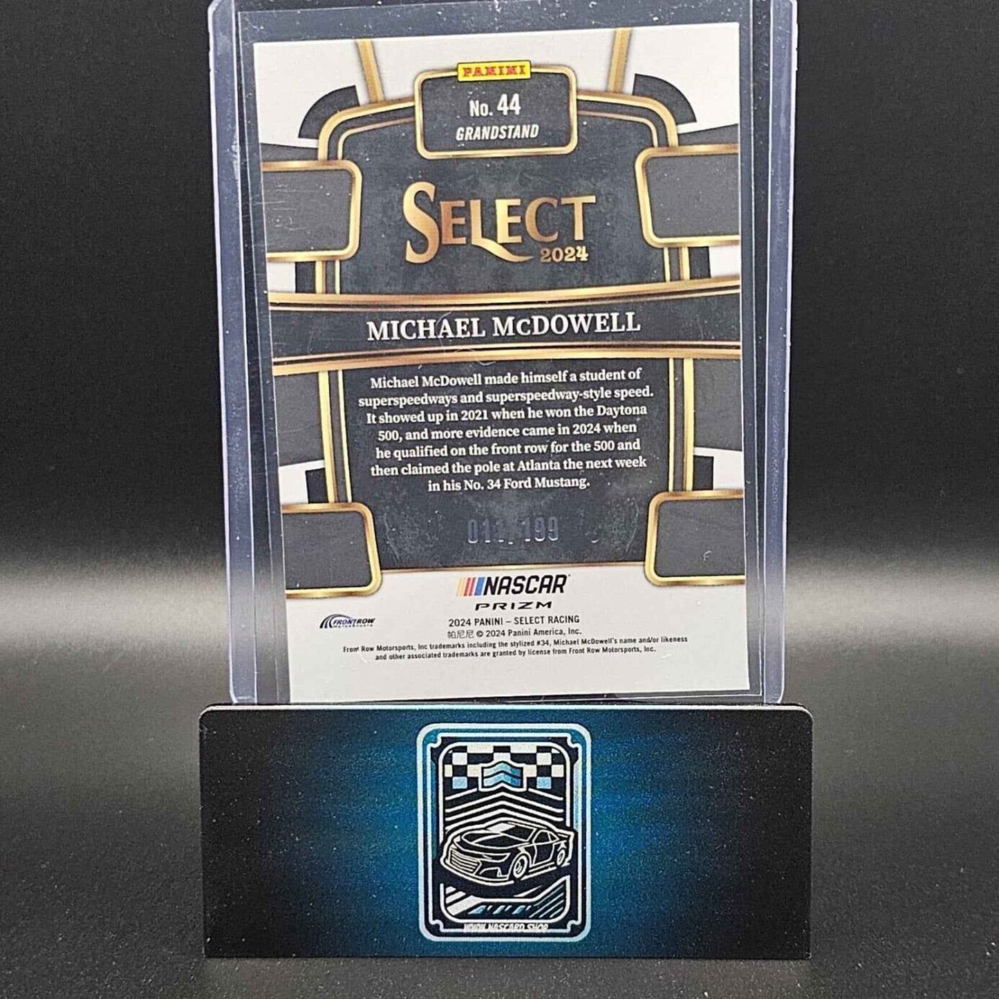 2024 Panini Select - Grandstand Light Blue Prizm #44 Michael McDowell /199 - NASCARD.shop