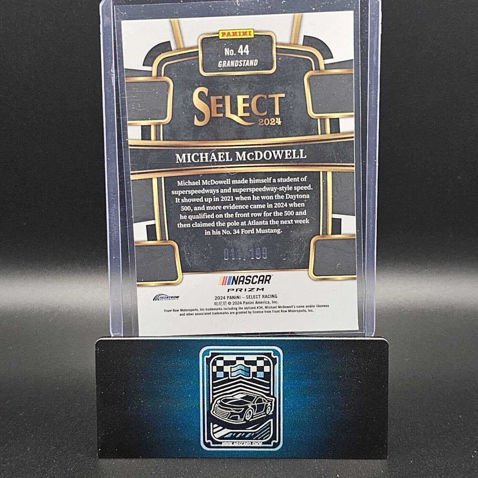 2024 Panini Select - Grandstand Light Blue Prizm #44 Michael McDowell /199 - NASCARD.shop