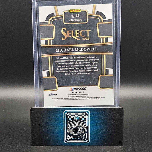 2024 Panini Select - Grandstand Light Blue Prizm #44 Michael McDowell /199 - NASCARD.shop