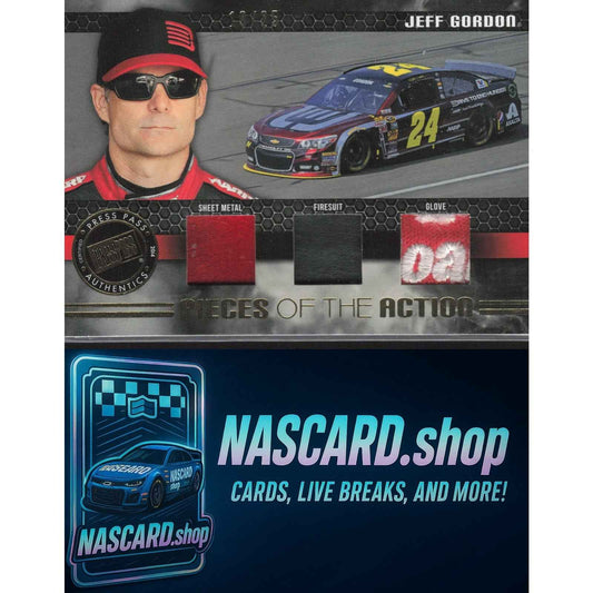 2012 Press Pass Redline #PA-JG Jeff Gordon Pieces of the Action Gold #/25