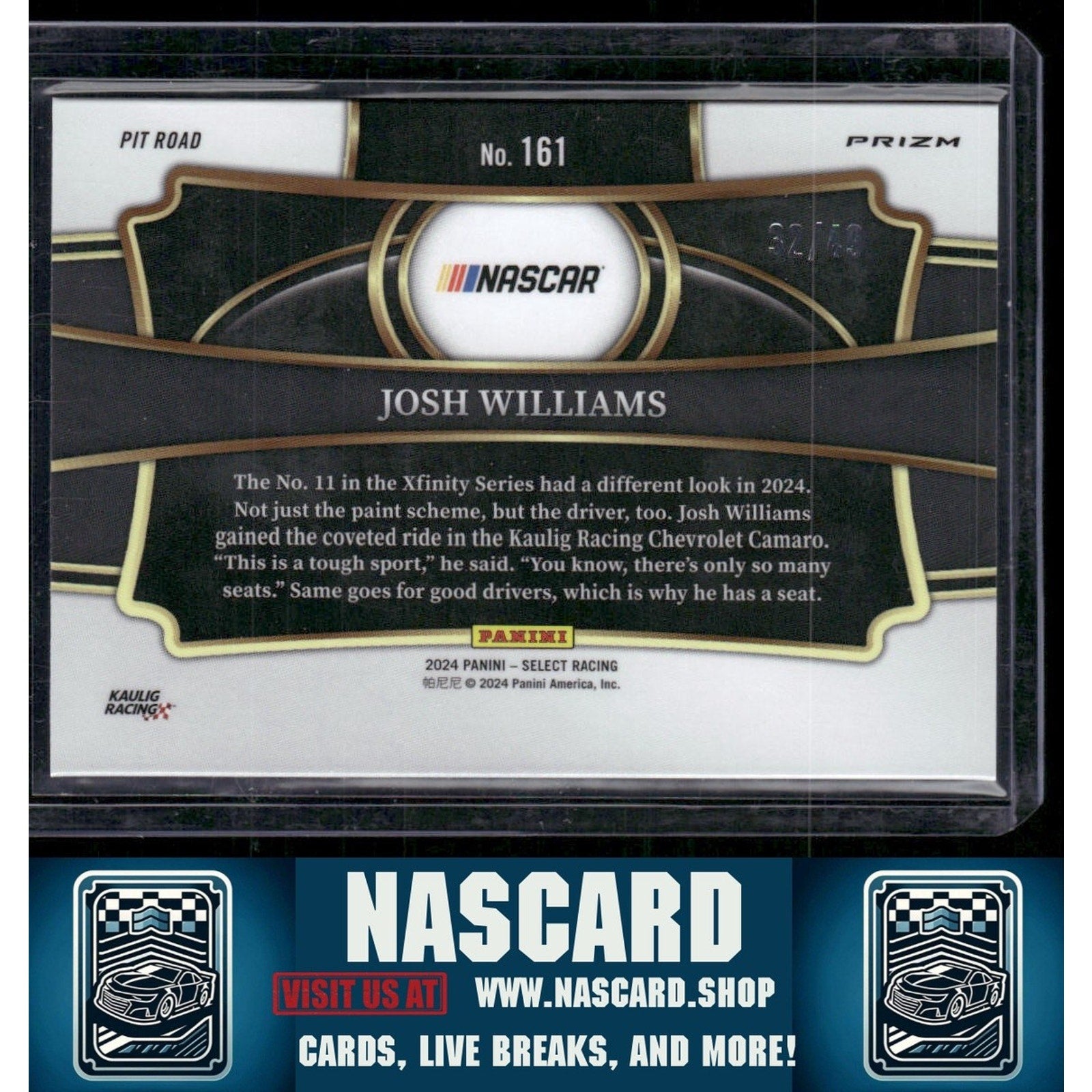 2024 Panini Select Pit Road #161 Josh Williams Orange Prizms #/49 - NASCARD.shop