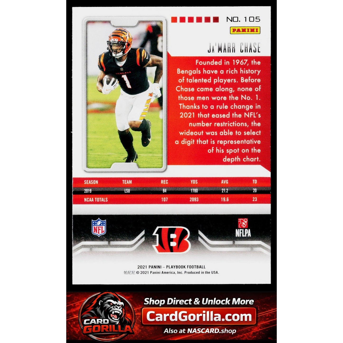 2021 Panini Playbook #105 Ja'Marr Chase Orange
