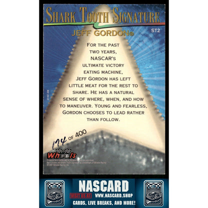 1997 Wheels Race Sharks #ST2 Jeff Gordon Shark Tooth Signatures - NASCARD.shop