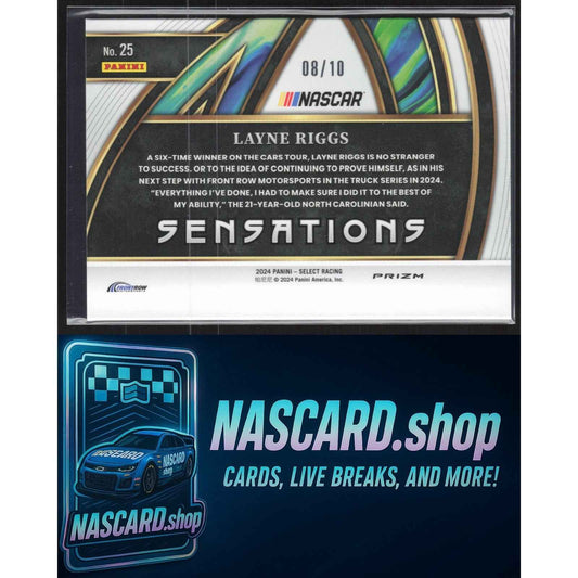 2024 Panini Select #25 Layne Riggs Sensations Gold Prizms #/10