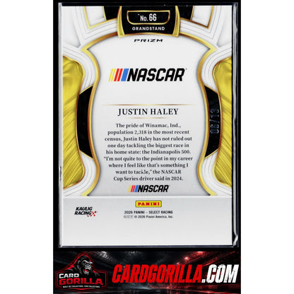 2026 Panini Select #66 Justin Haley Grandstand Gold Power Plaid #/13