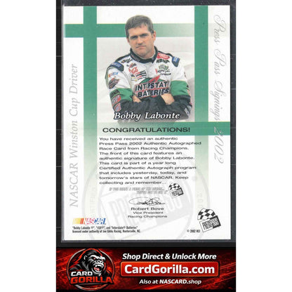 2002 Press Pass #NNO Bobby Labonte Signings