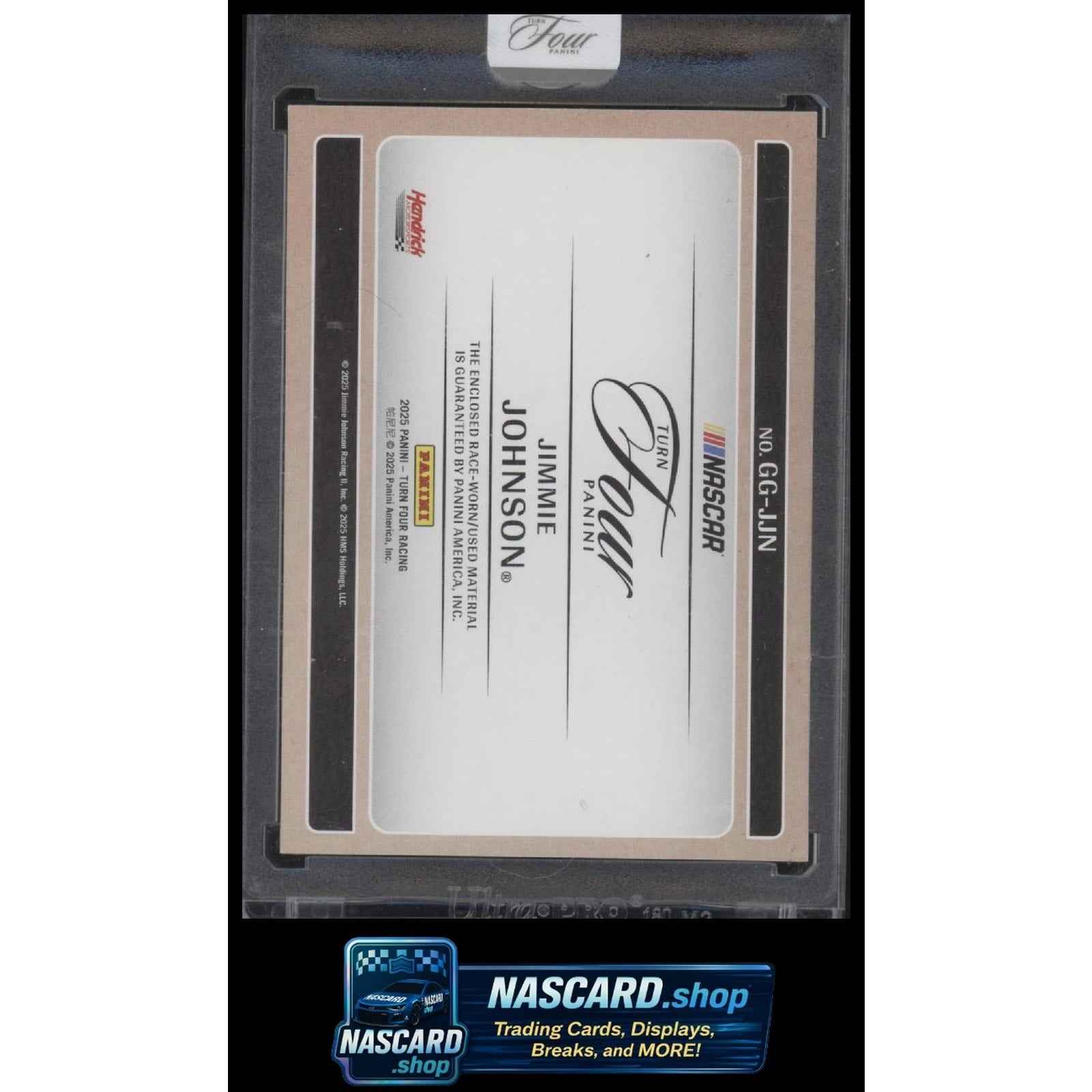 2025 Panini Turn Four #GG-JJN Jimmie Johnson Get A Grip Jumbo Patches Red #/10