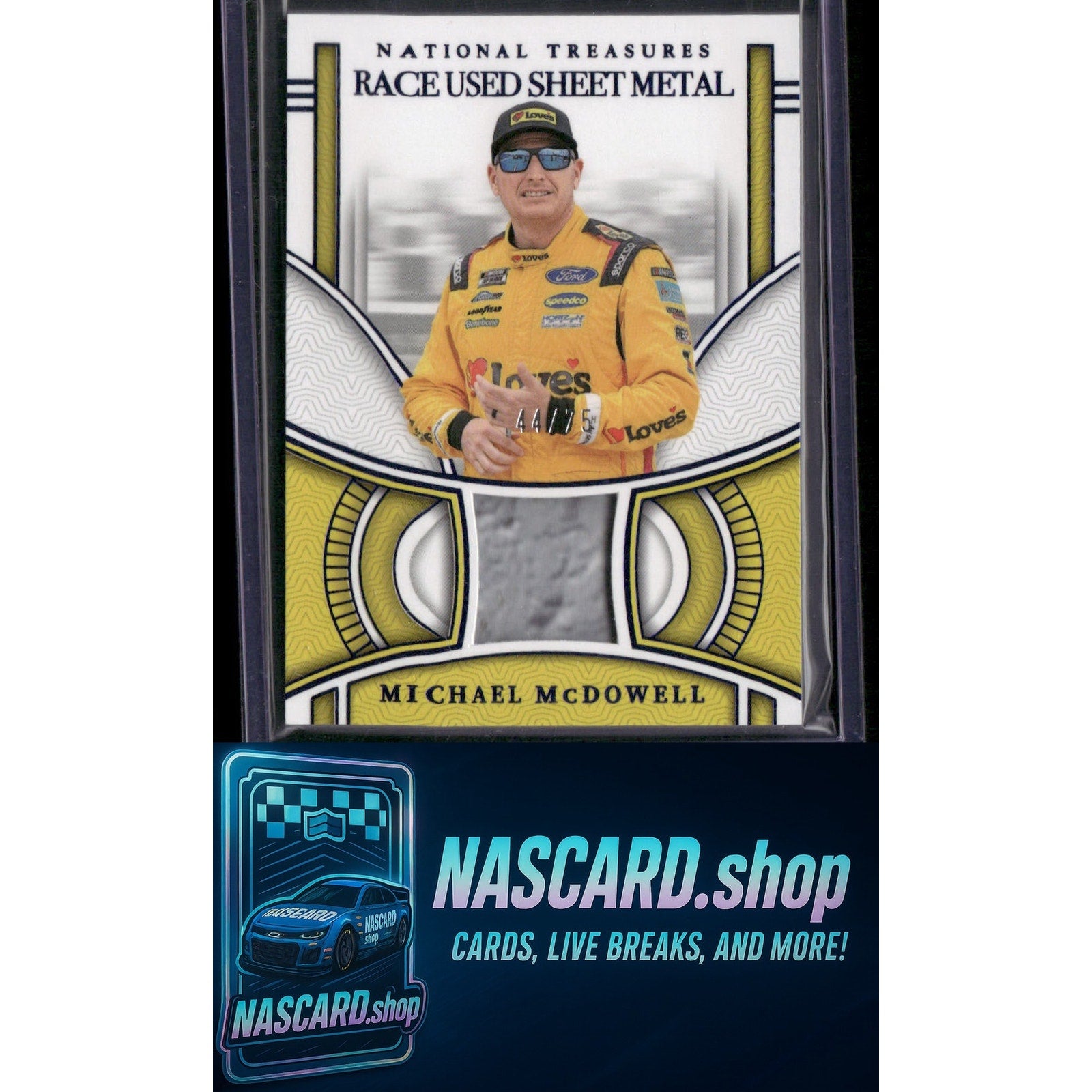 2024 Panini National Treasures Michael McDowell Race Used Sheet Metal Blue #/75 - NASCARD.shop
