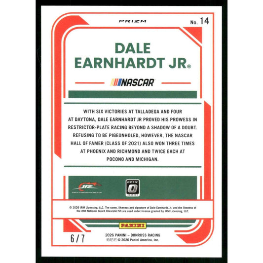 2026 Donruss #14 Dale Earnhardt Jr Optic Green Swirl #/7