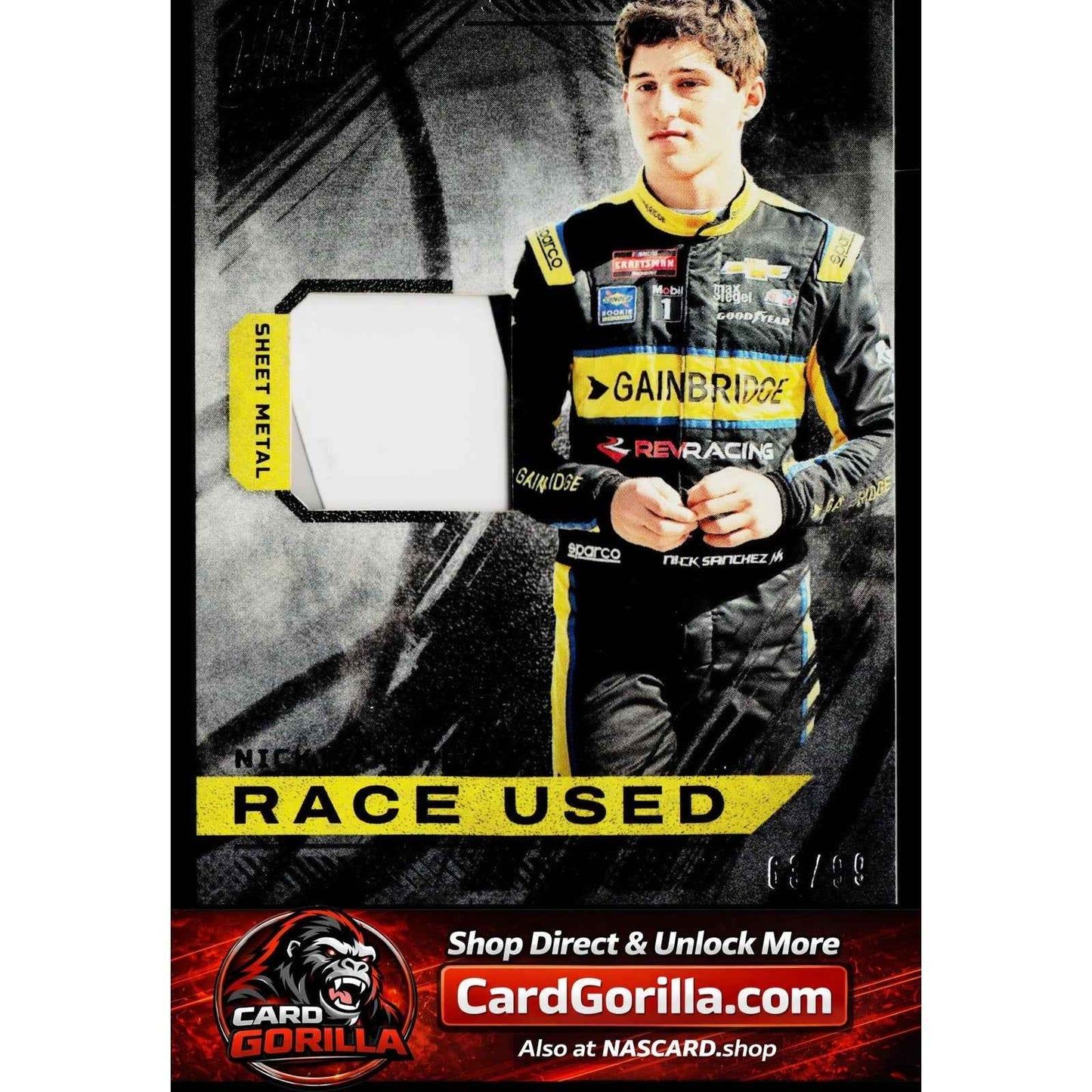 2023 Panini Prime #RU-NSA Nick Sanchez Race Used Sheet Metal #/99