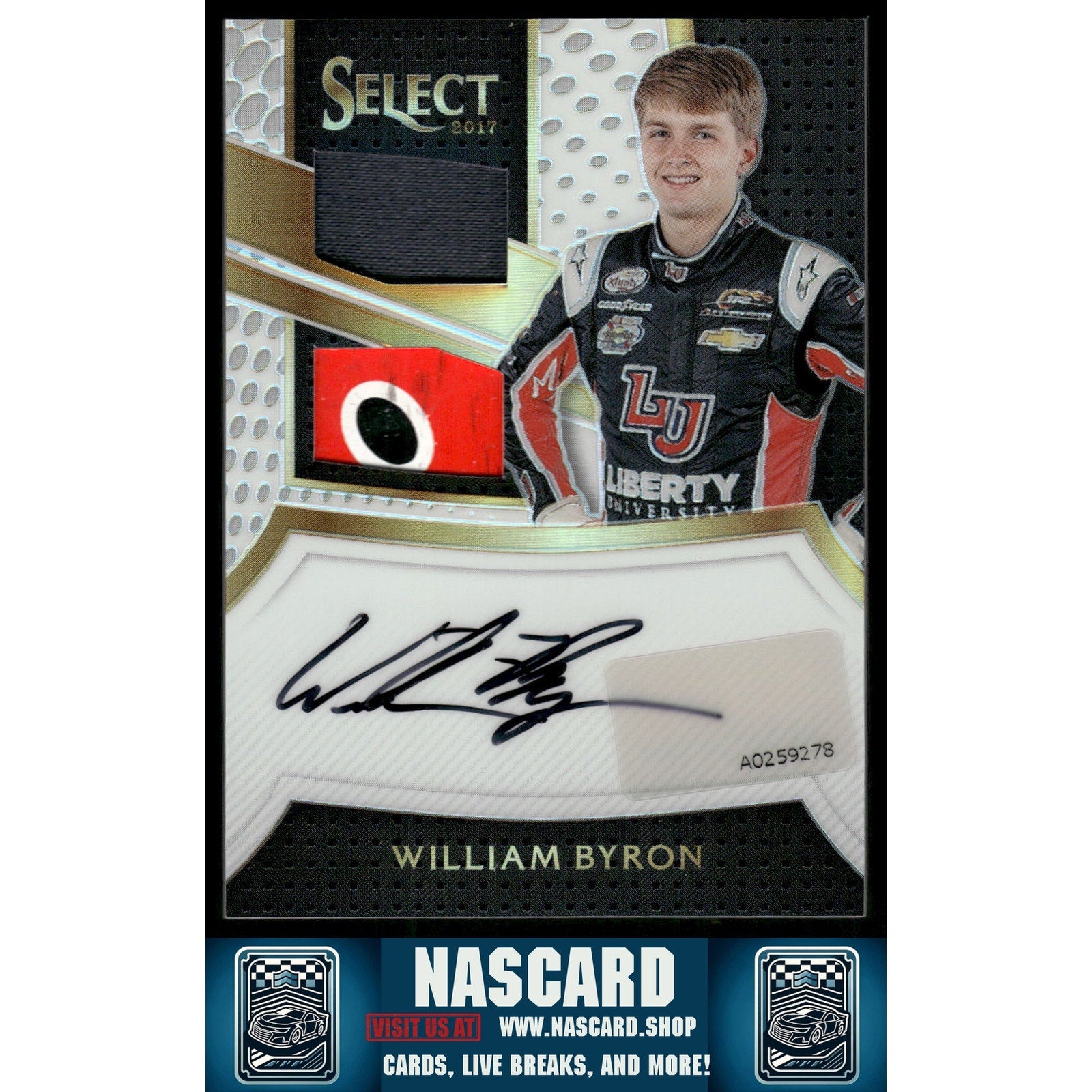 2017 Select #SSD-WB William Byron Signature Swatches Duals White Prizms #24/25 - NASCARD.shop